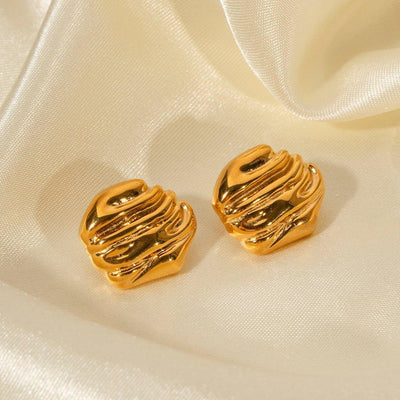 18k Gold Stainless Steel Rock Texture Earrings - MODE BY OH