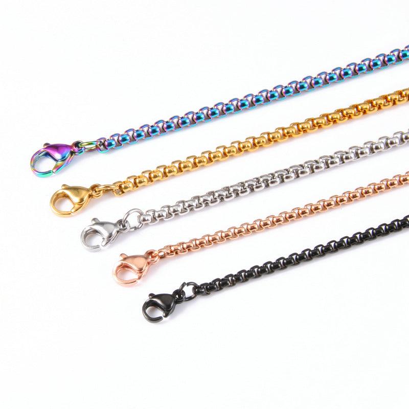 2mm-4mm Stainless Steel Square Pearl Chain Necklace - MODE BY OH
