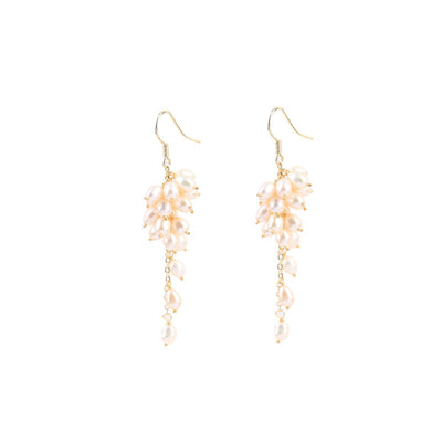 Rice Grain String Of Pearls Earrings Handmade Grape Cluster