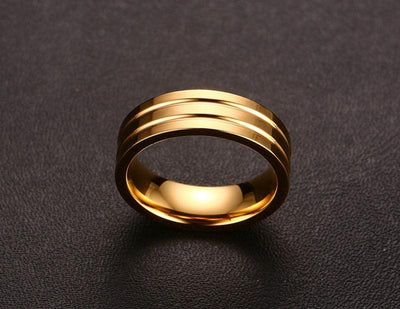 6mm Stainless Steel Fluted Ring Gold - MODE BY OH