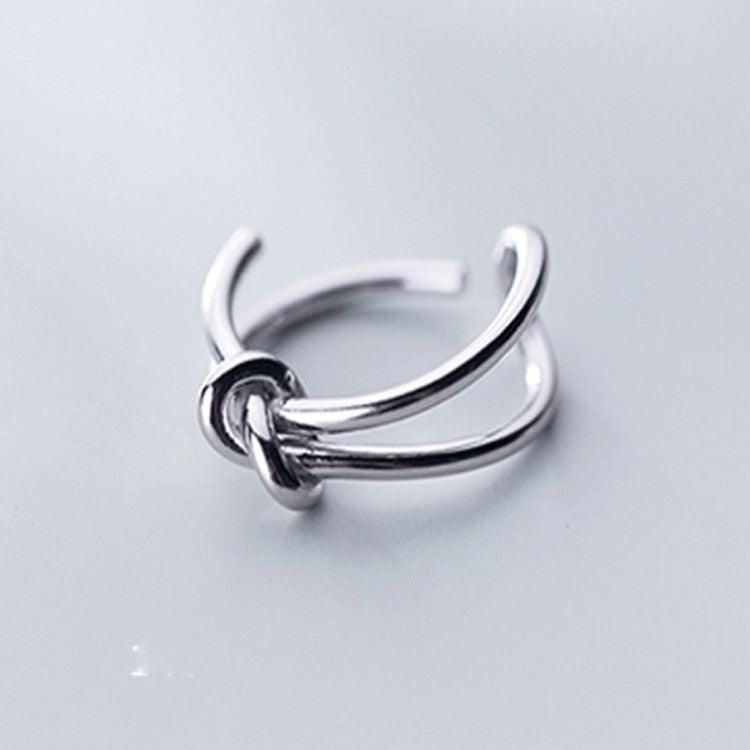 925 Sterling Silver Adjustable Ring Trendy Vintage Knot Handmade Party Classic Fine Jewelry Birthday Gifts - MODE BY OH