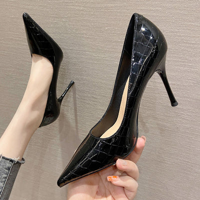 French Pointed Toe Patent Leather High Heels shoes