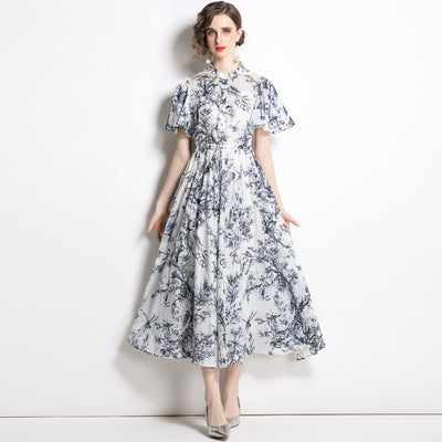 Cotton Printed Pattern Two-piece Long Dress