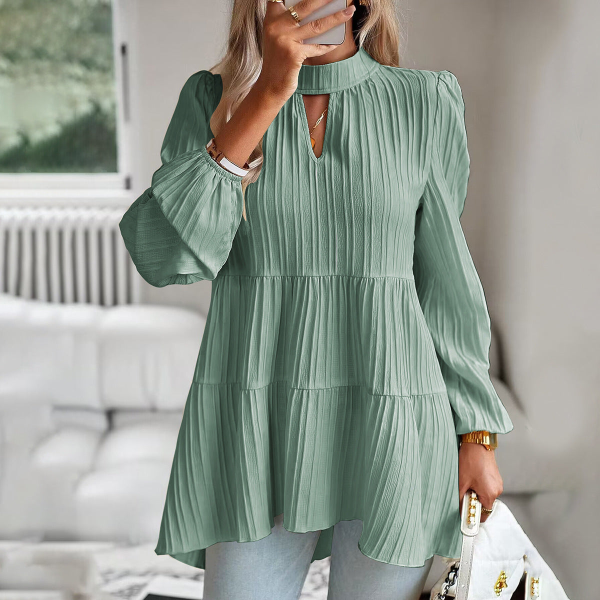 Shirt Women's Independent Stand Elegant Long-sleeved Top