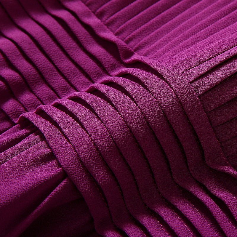Tie-neck Heavy Industry Spokes Long Sleeve Chiffon Dress | MODE BY OH