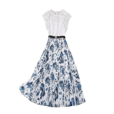 Water Soluble Crocheted Flower Stitching Flower Butterfly Swing Waistcoat Dress | MODE BY OH