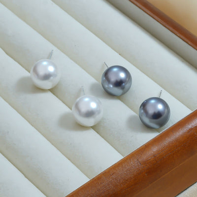 925 All-in-one Synthetic Pearl Stud Earrings