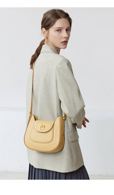 Saddle Bag Genuine Leather One-shoulder Crossbody | MODE BY OH