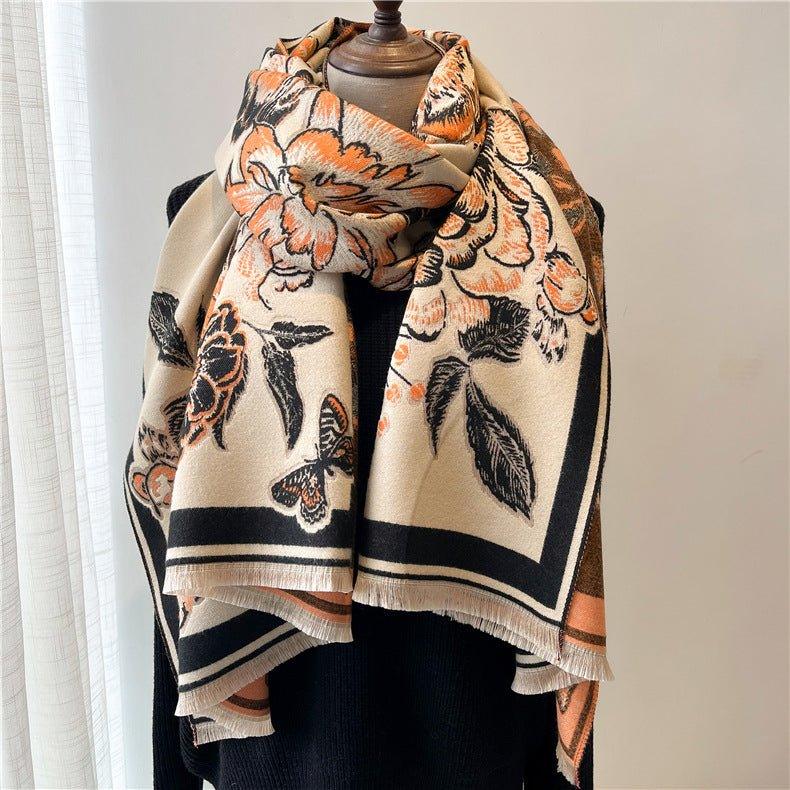 Artificial Cashmere Scarf Women's Vintage Ethnic Style Warm Gift Scarf Shawl - MODE BY OH