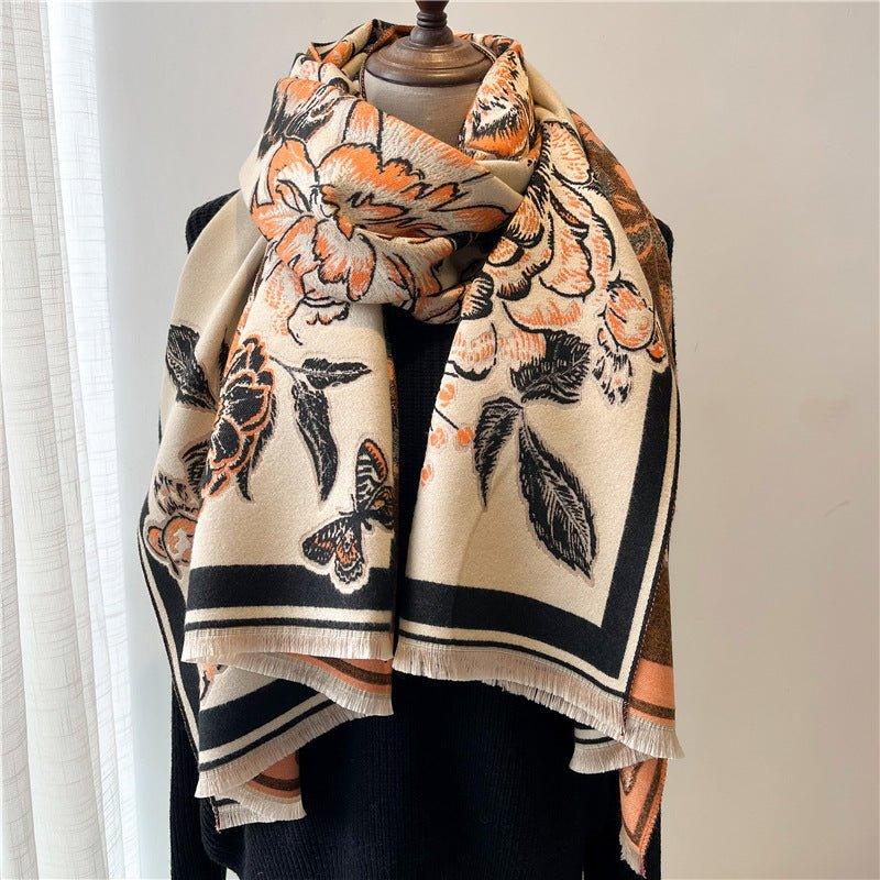 Artificial Cashmere Scarf Women's Vintage Ethnic Style Warm Gift Scarf Shawl - MODE BY OH