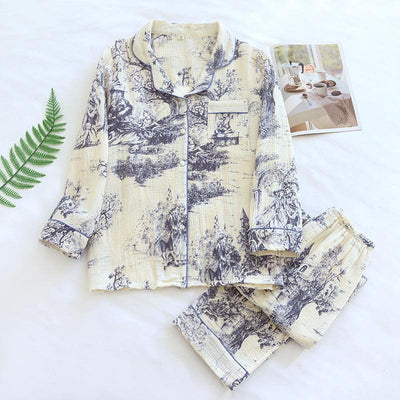 Spring And Autumn Pure Cotton Pajamas Women's Chinese Style Ink Painting Three Colors | MODE BY OH