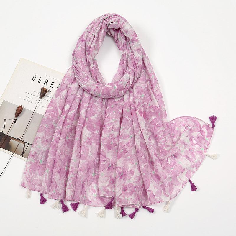 Cotton And Linen Feel Scarf Retro Ethnic Tassel - MODE BY OH