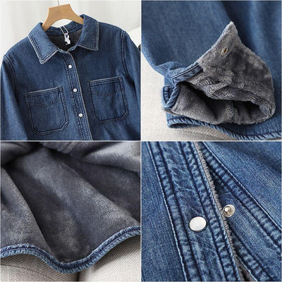 Denim Shirt Women Washed Loose And Warm | MODE BY OH
