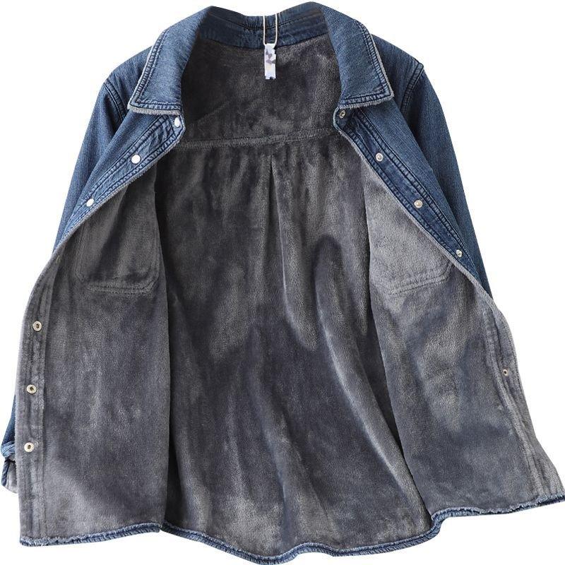 Denim Shirt Women Washed Loose And Warm | MODE BY OH