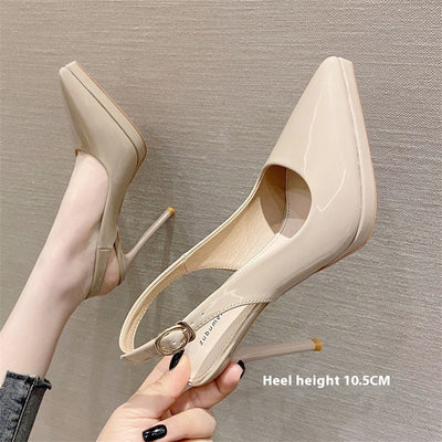 Pointed-toe Stiletto Shoes Super High Heel Toe Cap Slingback Sandals