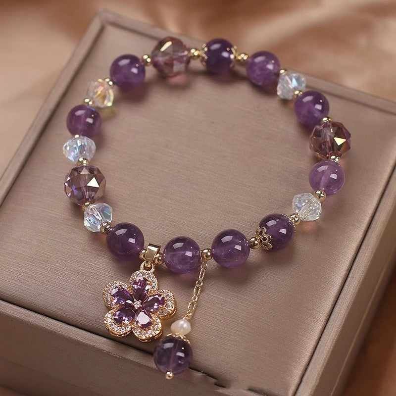 Natural Elegant Amethyst Bracelet For Women Mild Luxury Retro