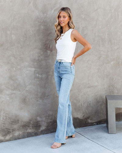 European And American Style Washed Fashionable All-match Mid-waist Denim Straight-leg Trousers - MODE BY OH