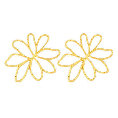 Eye-catching Hollow Matte Gold Alloy Flower Earrings | MODE BY OH