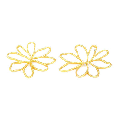 Eye-catching Hollow Matte Gold Alloy Flower Earrings | MODE BY OH