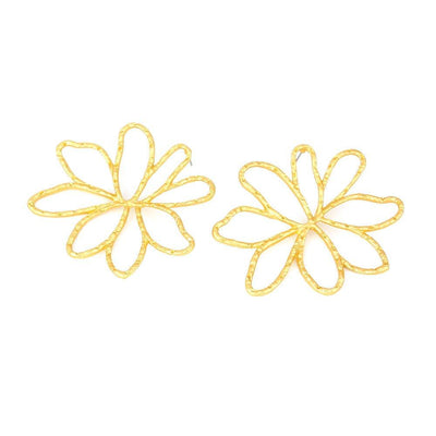 Eye-catching Hollow Matte Gold Alloy Flower Earrings - MODE BY OH