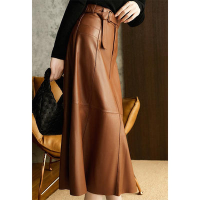 Fashion Retro All-match A- Line High Waist Slimming Draping Mid-length Skirt - MODE BY OH
