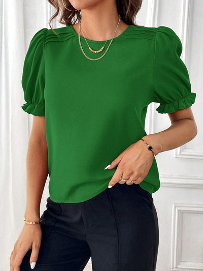 Fashion Temperament Pure Color Round Neck Shirt Top | MODE BY OH