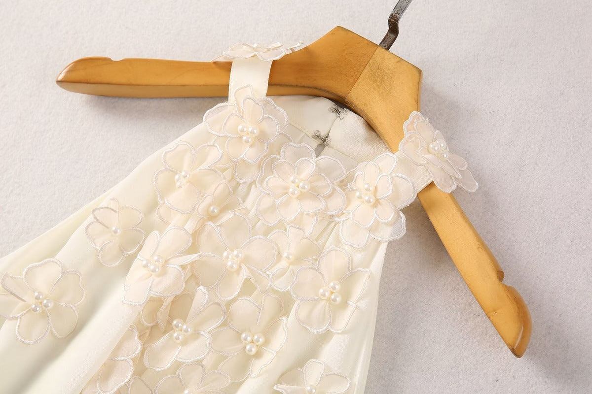 Three-dimensional Beaded Plate Flower Socialite Dress