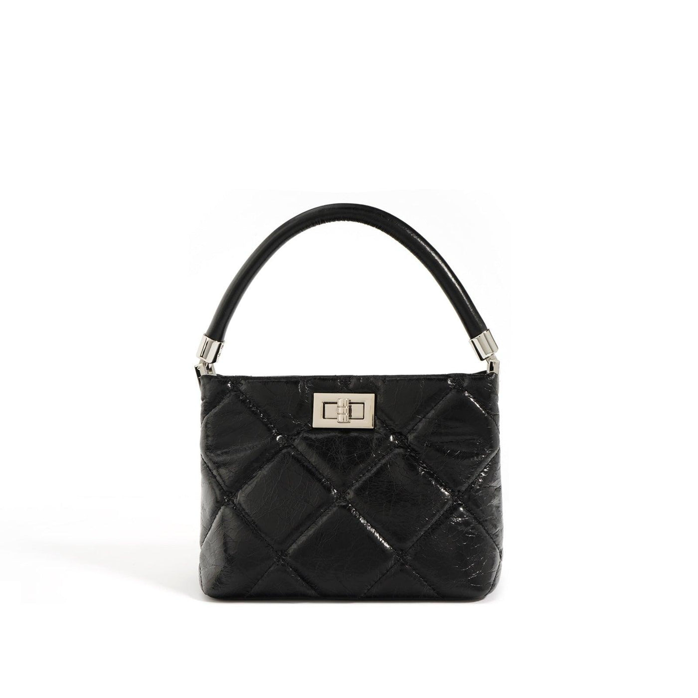 First Layer Oil Wax Cowhide Diamond Quilted Handbag - MODE BY OH