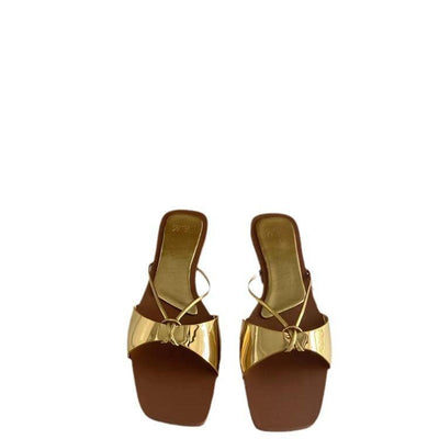 Flat Strap sandals Women's Metal Bow Tie Open Toe | MODE BY OH