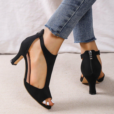 High Heel Peep Toe Sandals Women Back Zipper Outdoor Summer Shoes | MODE BY OH