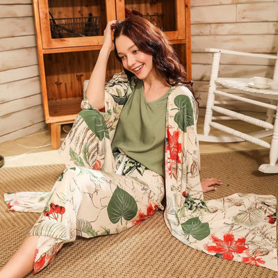 Ladies cotton silk four-piece pajamas | MODE BY OH