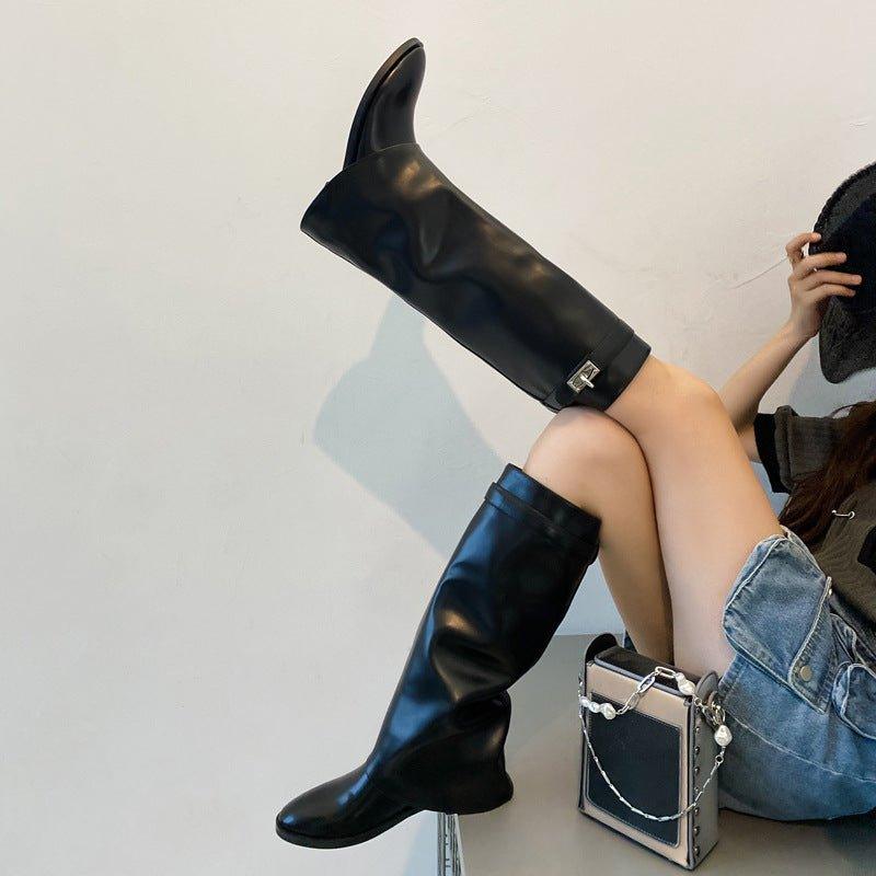 Metal Buckle Large Tube Circumference Boots | MODE BY OH