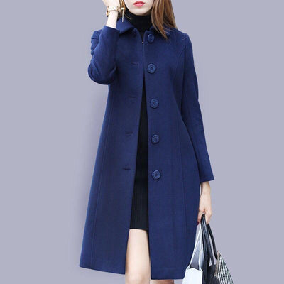 Mid-length Hepburn Style Slim Woolen Coat | MODE BY OH