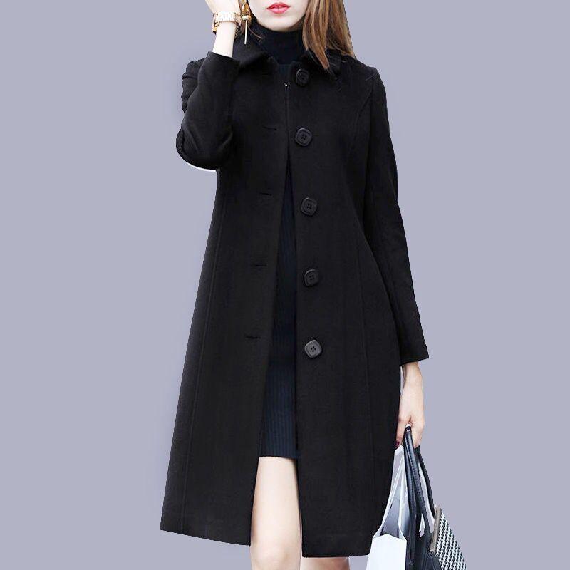 Mid-length Hepburn Style Slim Woolen Coat | MODE BY OH