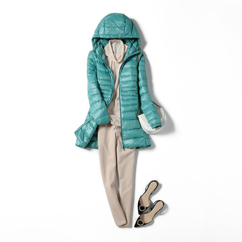 New Light And Thin Hooded Down Coat Women | MODE BY OH