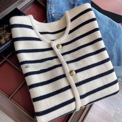 New Striped Knitted Cardigan | MODE BY OH