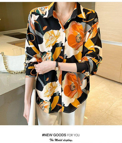 Printed Chiffon Long-sleeved Shirt For Women | MODE BY OH