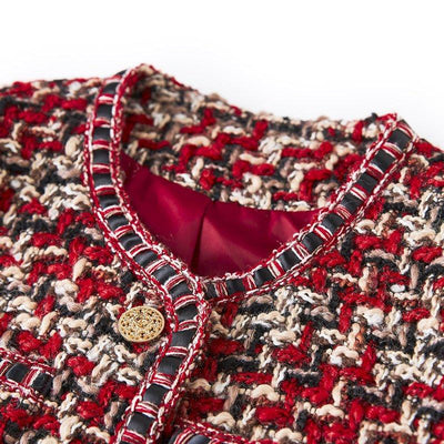 Red Tweed Short Jacket - MODE BY OH