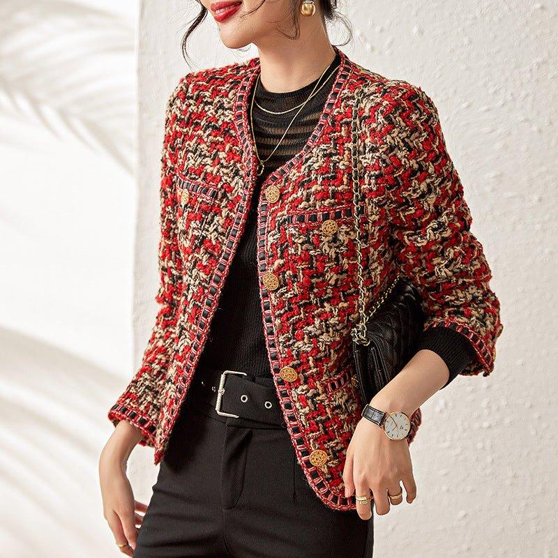 Red Tweed Short Jacket | MODE BY OH
