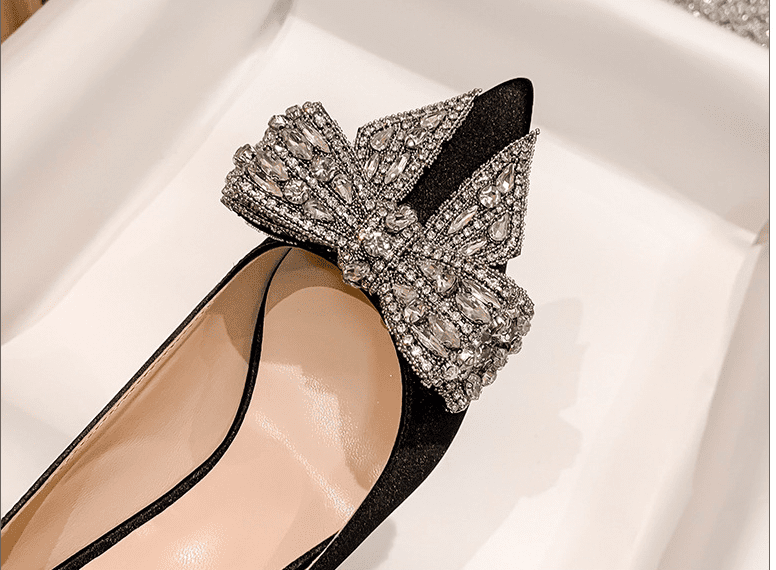Rhinestone High Heel Shoes Women's Stiletto French Style - MODE BY OH