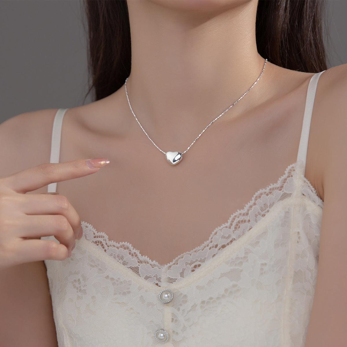 S925 Sterling Silver Simple Smooth Love Necklace | MODE BY OH
