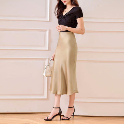 Satin Skirt Women's Glossy Slimming Silk | MODE BY OH