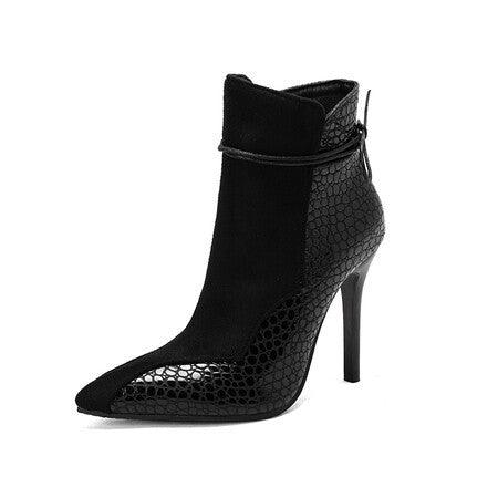Short Pointed Toe Knight Boots Thin High-heel Boots | MODE BY OH