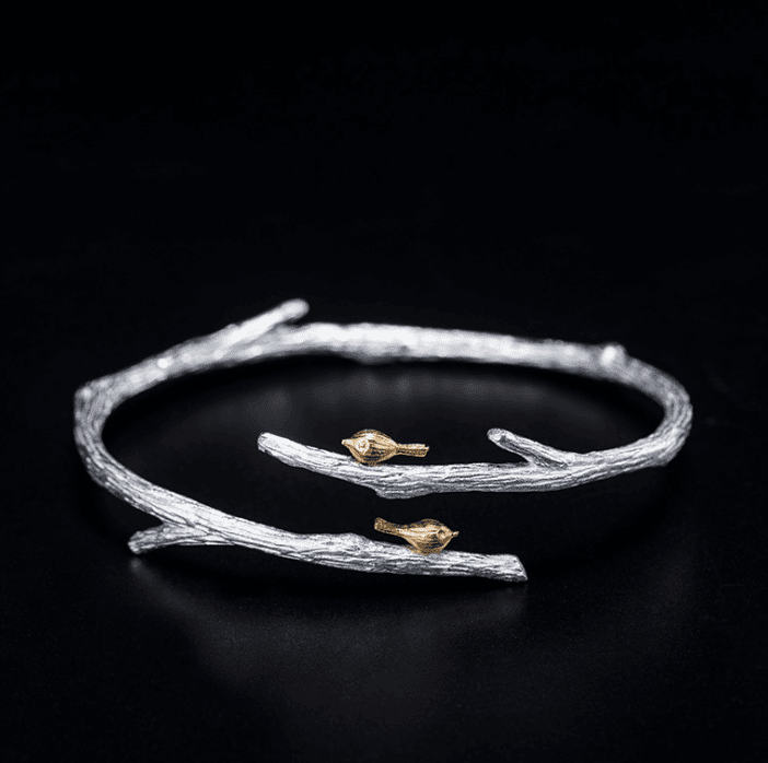 Silver fan bird branch s925 silver bracelet women | MODE BY OH