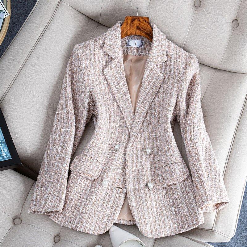 Socialite Style Plaid Tweed Woolen Jacket | MODE BY OH
