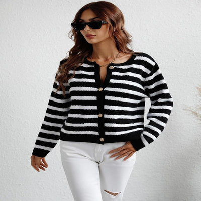 Striped Women's Single-breasted Cardigan | MODE BY OH