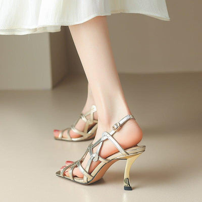 Summer Retro Hollow-out Roman Style Sandals High Heels | MODE BY OH
