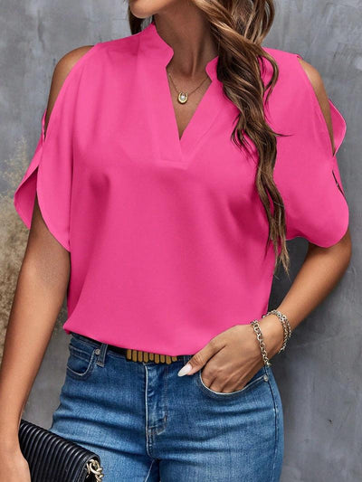V-neck Graceful And Fashionable Off-the-shoulder Sleeves Blouse - MODE BY OH