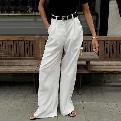 White High-waist Trousers Fashion Loose Casual Pants | MODE BY OH