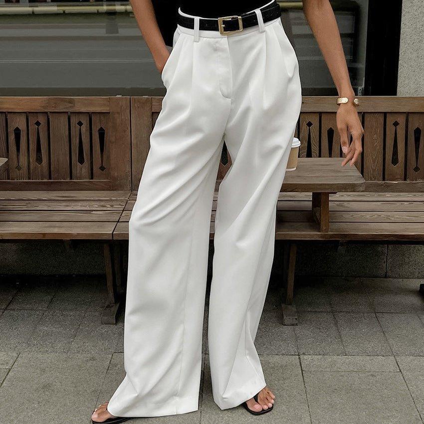 White High-waist Trousers Fashion Loose Casual Pants | MODE BY OH